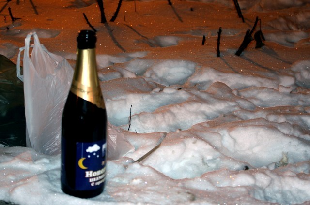 бутылка на снегу